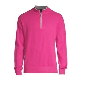 Greyson $285 Cashmere Golf Sweater Sebonack 1/4 Zip Sugarcane Pink Size M